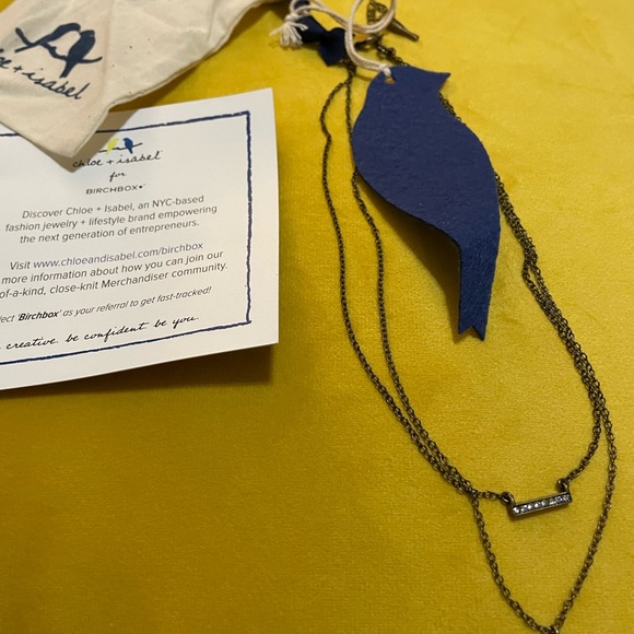 Chloe + Isabel for Birchbox turquoise-colored stone and rhinestone necklace NWT - Picture 5 of 7